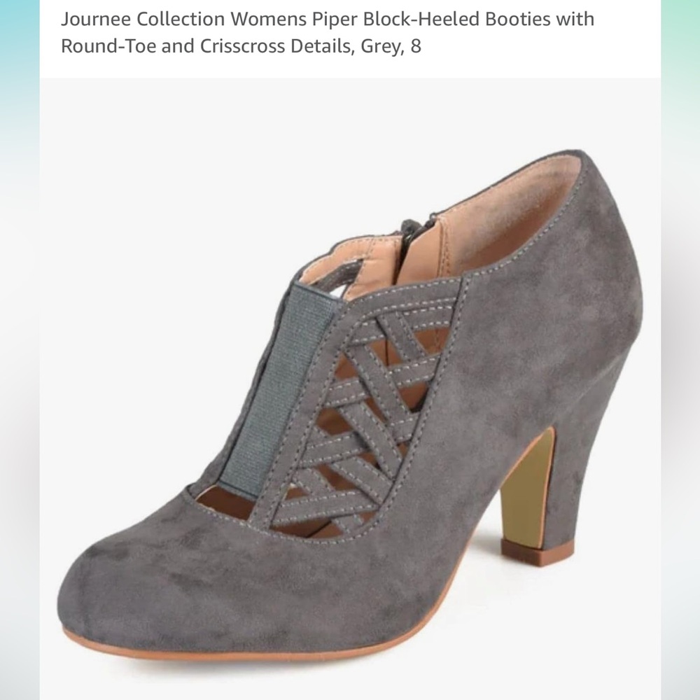 Journee Collection Womens Piper Block-Heeled Booties with Round-Toe Crisscross